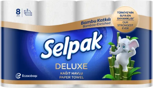 Popieriniai rankšluosčiai SELPAK Bamboo, 75 lakštai, 3 sluoksniai, 8 vnt