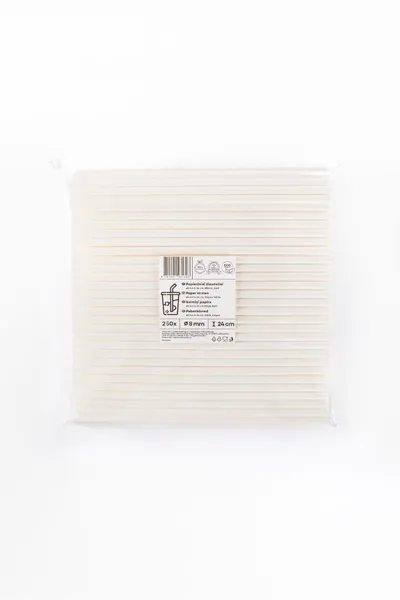 Popieriniai šiaudeliai, balti, D 8 mm, L 24 cm, 250 vnt