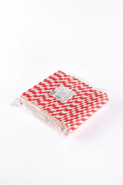 Popieriniai šiaudeliai ZigZag, raudoni/dryžuoti, D 8 mm, L 21 cm, 250 vnt