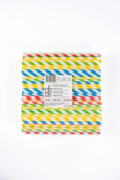 Popieriniai šiaudeliai ZigZag, spalvoti/dryžuoti, D6 mm, L 20 cm, 250 vnt
