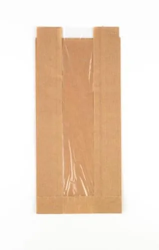 Popierinis maišelis konditerijai, su BOPP langu, rudos sp., 33 gsm, 24 x 10 x 5,5 cm, 100 vnt