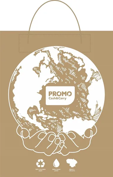 Popierinis pirkinių maišelis PROMO Cash&Carry, susukta rankena, 32 x 17 x 41 cm, vnt