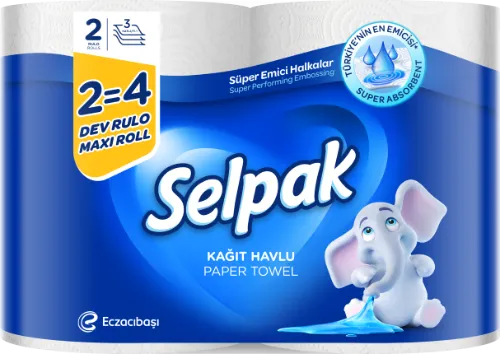 Popierinis rankšluostis SELPAK, 3 sluoksniai, 160 lapeliai, 2 x 48m.