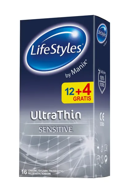Prezervatyvai LIFESTYLES Ultra Thin, 12+4 vnt