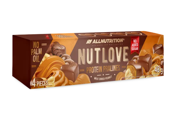 Proteīna šokolādes konfektes NUT LOVE ALLNUTRITION ar karameli un riekstiem, 48g