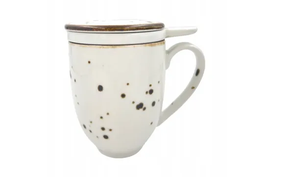 Puodelis COTTAGE White, su filtriuku/dangteliu, porcelianas, 300 ml, H 12,5 cm, vnt