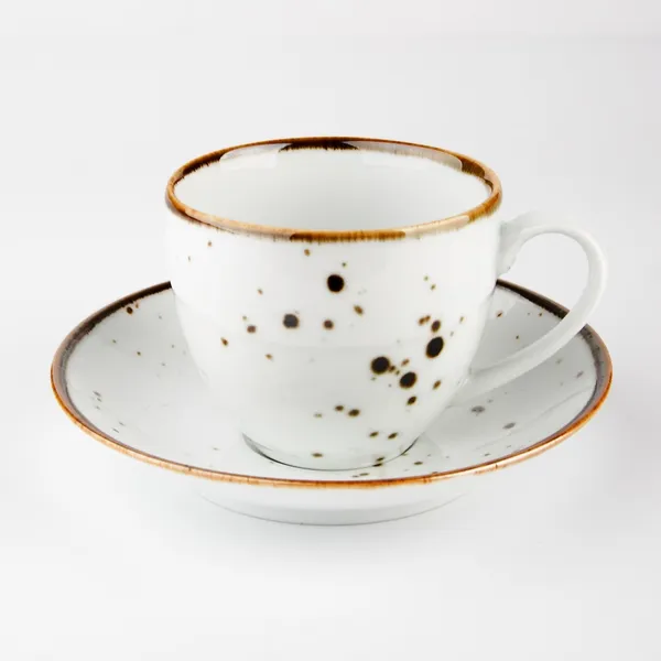 Krūze Cottage White, ar šķīvi, porcelāns, 300 ml, D 9 cm, H 8,5 cm, 1