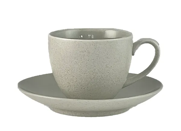 Puodelis GRANITE Grey, su lėkštute, porcelianas, 300 ml, H 8,5 cm, vnt