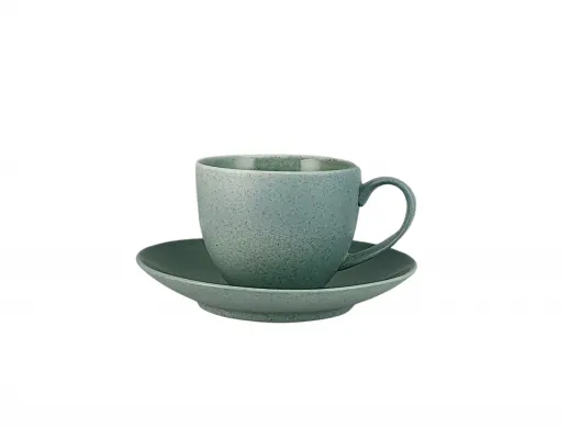 Puodelis GRANITE Mint, su lėkštute, porcelianas, 300 ml, H 8,5 cm, vnt