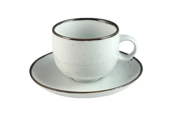 Krūze Rustic White, ar apakštasīti, porcelāns, 260 ml, H 7,5 cm