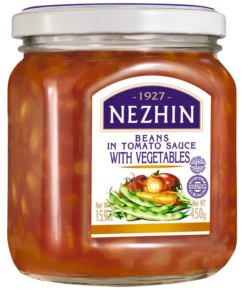 Pupiņas ar dārzeņiem tomātu mērcē NIZHYN , 450g