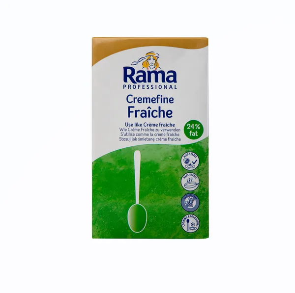 Rama Cremefine Fraiche paniņu un augu tauku maisījums. T.s.24%, 1l x 8 gab