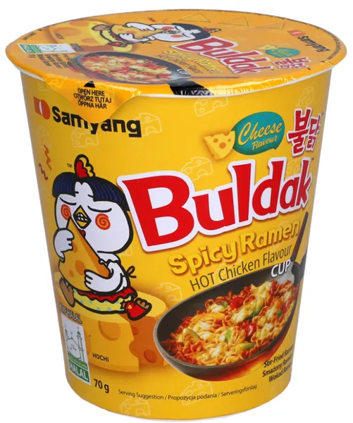 Ātri pagatavojamas nūdeles SAMYANG Ramen Buldak Cheese, glāzē, 70g