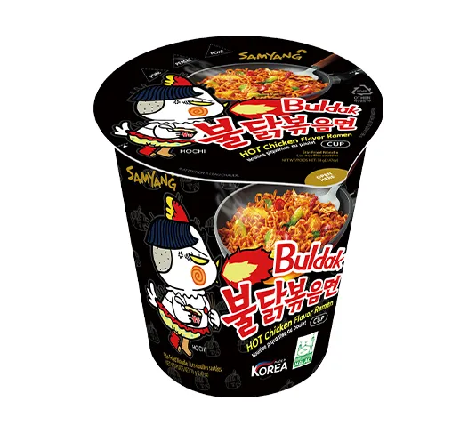 Ātri pagatavojamas nūdeles SAMYANG Ramen Buldak Original, with sugar and sweetener glāzē, 70g