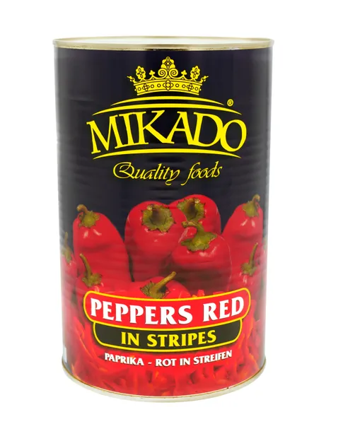 Raudonosios paprikos MIKADO, saldžiarūgštės, šiaudeliais, 4,1 kg / 2,3 kg