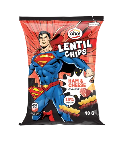 Oho Lēcu čipsi ar šķiņķa un siera garšu SUPERMAN 90g