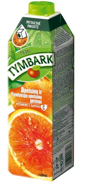 Raudonųjų Sicilijos apelsinų gėrimas TYMBARK, 1 l