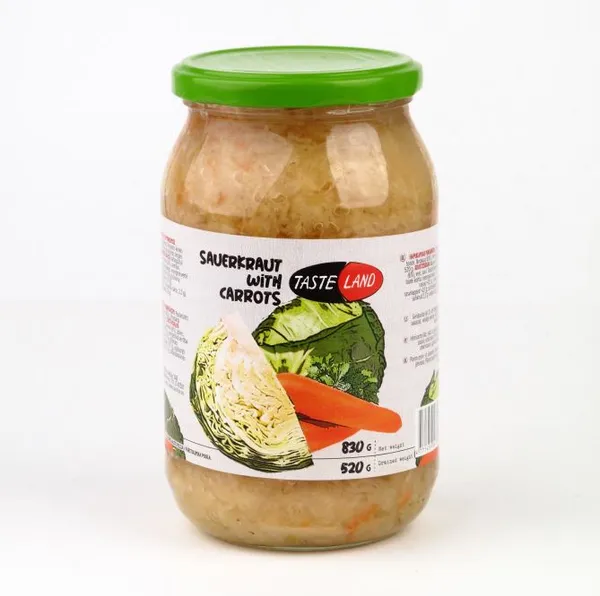 Skābēti kāposti ar burkāniem TASTE LAND, 880g/600g