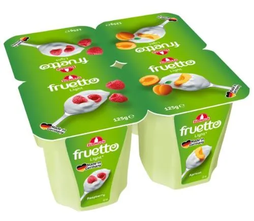 Rauginto pieno desertas FRUETTO LIGHT, su abrikosais ir avietėmis, 125 g 0,2 % rieb.