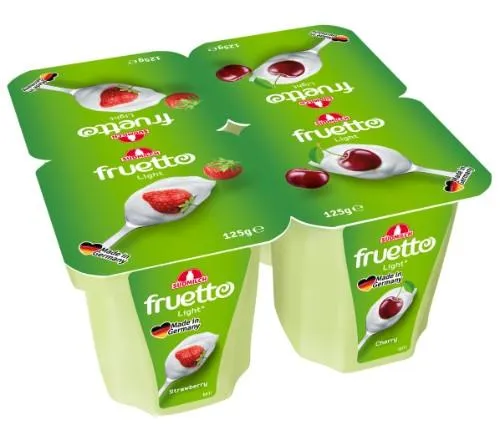 Rauginto pieno desertas FRUETTO LIGHT, su braškėmis ir vyšniomis,  125 g 0,2 % rieb