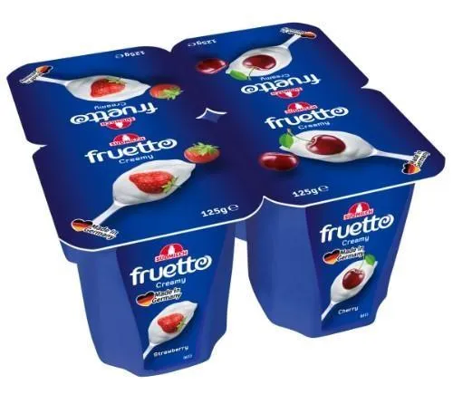 Rauginto pieno desertas FRUTO CREAMY, su braškėmis ir vyšniomis, 125 g 4,7 % rieb.