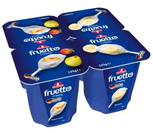 Rauginto pieno desertas FRUTO CREAMY, su persikais, kriaušėmis ir bananais, 125 g 4,7 % rieb