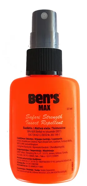 Repelentas BEN's MAX, vabzdžiams atbaidyti buityje, purškiamas skystis, 37 ml