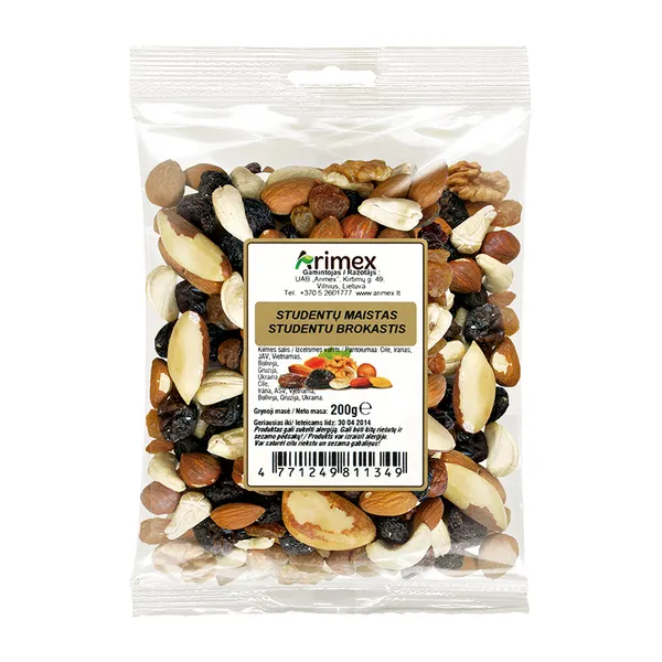 Riešut. ir razinų mišinys Studentų maistas, ARIMEX, 200 g