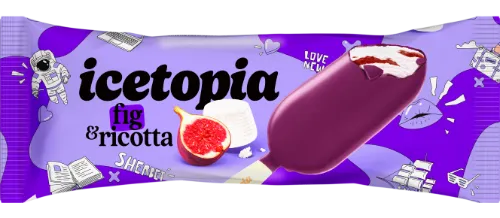 Rikotos sūrio pieniški ledai ICETOPIA su figų įdaru ir glaistu, 100ml