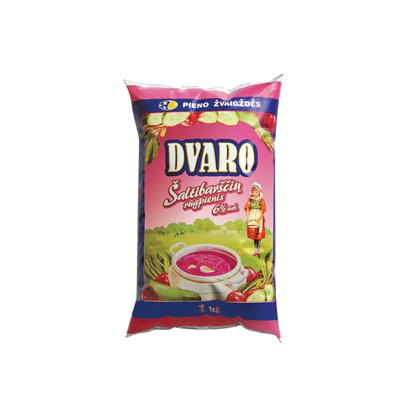 Rūgpienis DVARO, šaltibarščių, 6%, 1 l
