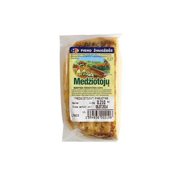 Rūkytas MEDŽIOTOJŲ sūris, 42%, fasuotas, ~250 g