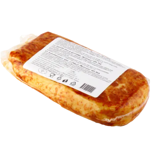Rūkytas sūris MEDŽIOTOJŲ, su raudonais pipirais, vakuume, 45% RSM, ~1 kg