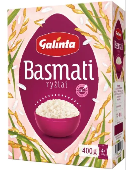 Ryžiai GALINTA Basmati, ilgagrūdžiai, 4 x 100 g