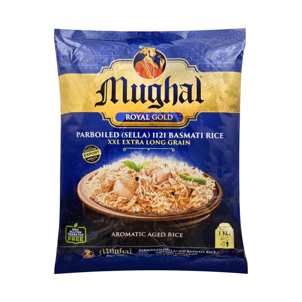 Ryžiai MUGHAL, Royal Gold, Basmati, plikyti, ilgagrūdžiai, 1 kg