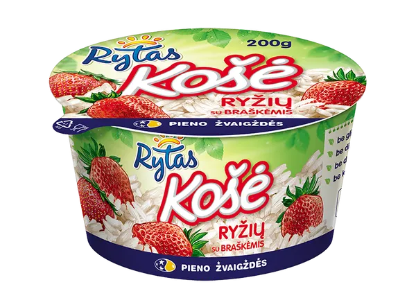 Ryžių košė RYTAS, su braškėmis, 200 g