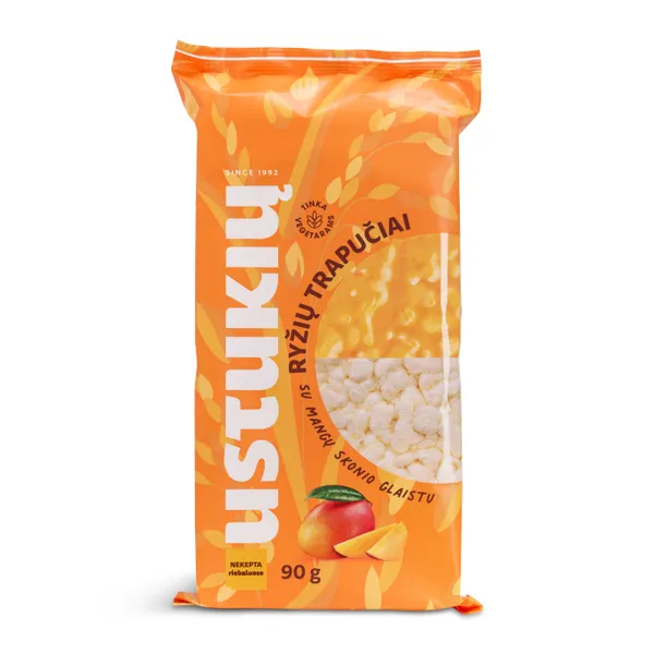 Rīsu galetes USTUKIU ar mango glazūru 90g