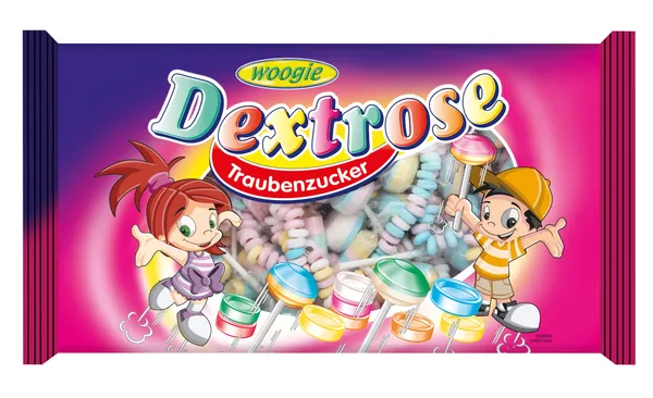 Konfektes WOOGIE Dextrose Party, augļu garša, 400g