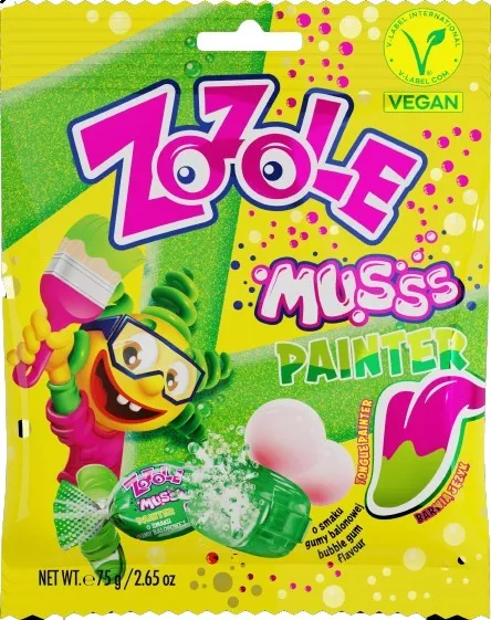Saldainiai ZOZOLE kramtamos gumos skonio, dažantis, šnypščiančios, 75 g