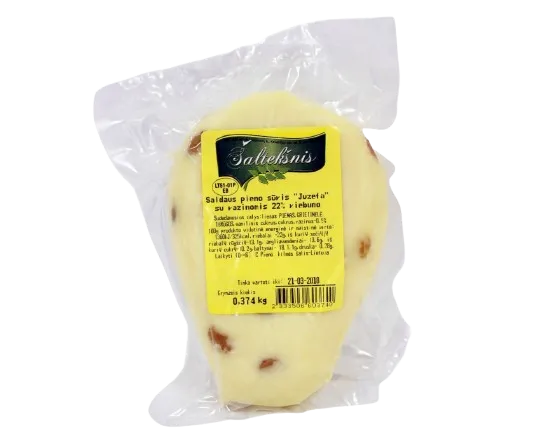 Saldaus pieno varškės sūris ŠALTEKŠNIS, su razinomis, 22% rieb.,~320 g