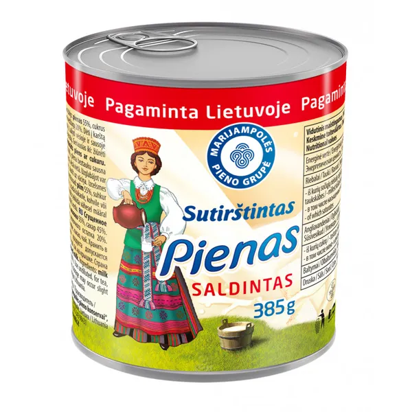 Saldintas sutirštintas pienas Lietuvaitė, 8%, 385 g