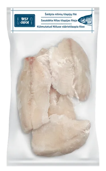 Šaldyta nilinų tilapijų filė BEST CATCH, be odos, dydis 90-150 g, 30 %, 525/750g