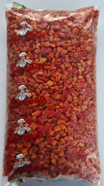 Šaldyta raudona paprika, kubeliais, 10x10 mm, 2,5 kg, VET
