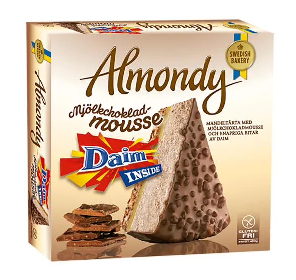 Šaldytas migdolinis putėsių pyragas ALMONDY&DAIM, 400 g nepjaustytas