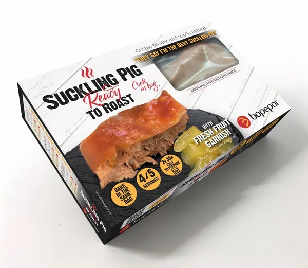 Šaldytas paršelio ketvirtis BOPEPOR, su vaisių salotomis ir kepimo indu, ~2 kg