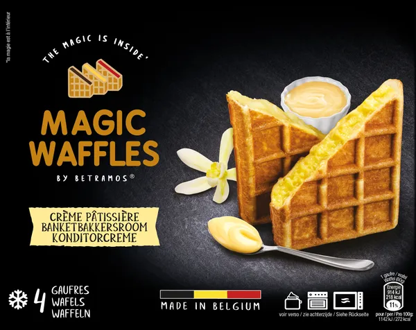 Saldētas beļģu vafeles MAGIC WAFFLES ar olu krēma pildījumu, 4 x 80g