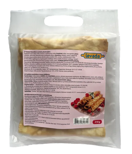 Saldētas pankūkas LEVADA ar aveņu pildījumu, 52g x 6gab