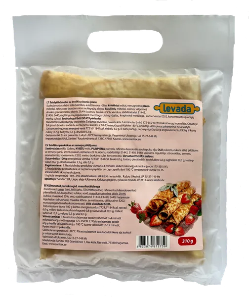 Saldētas pankūkas LEVADA ar zemenēm, 52g x 6gab