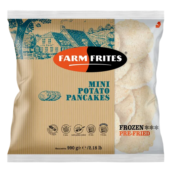 Šaldyti bulviniai blyneliai FARM FRITES, mini, 990 g