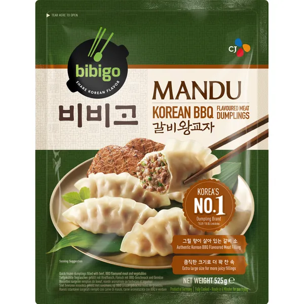 Pelmeņi Gyoza Korean BBQ BIBIGO, ar liellopa gaļu un dārzeņiem, 525g