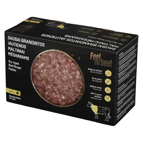 Šaldyti jautienos maltiniai  FEEL THE BEEF, mėsainiams, sausai brandinti , 4x125 g